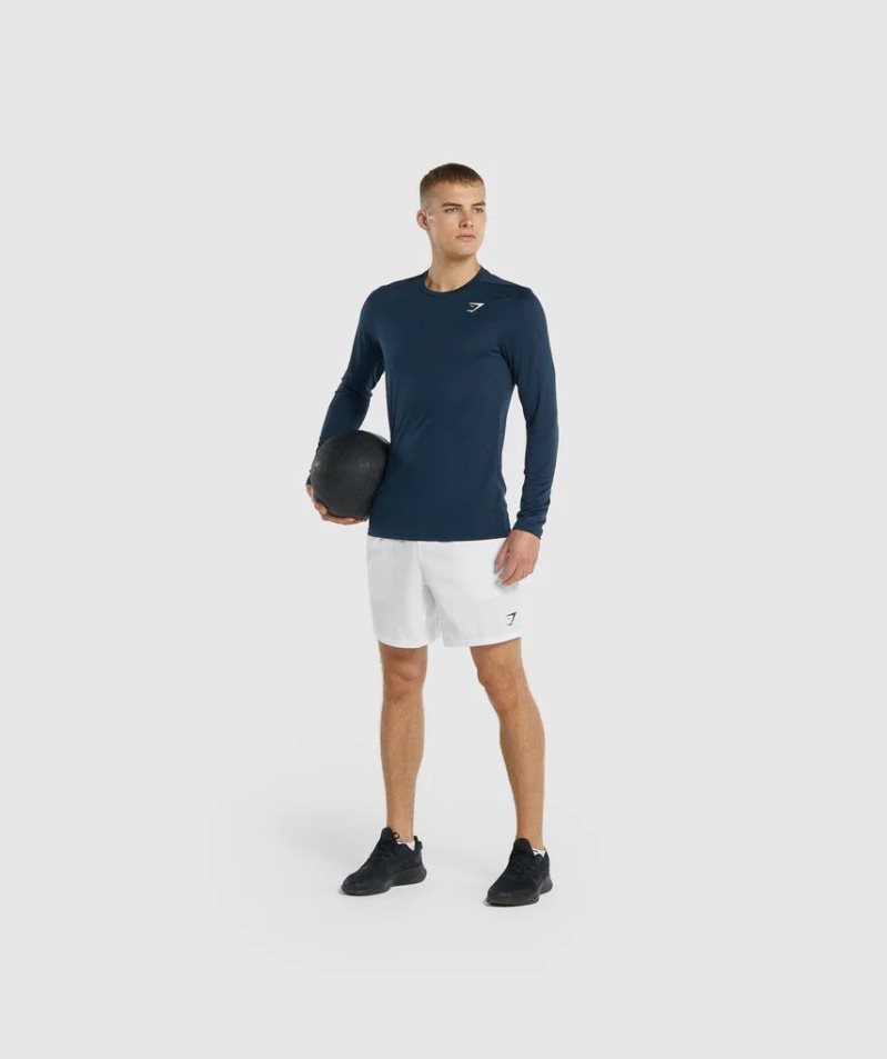 Men's Gymshark Arrival Long Sleeve T-Shirts Navy | NZ 0DICJU